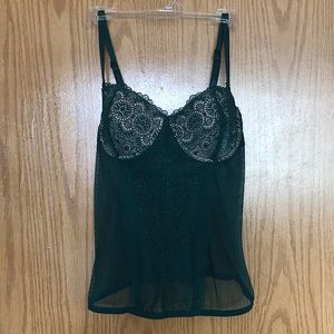 Beautiful emerald green mesh corset top with lace